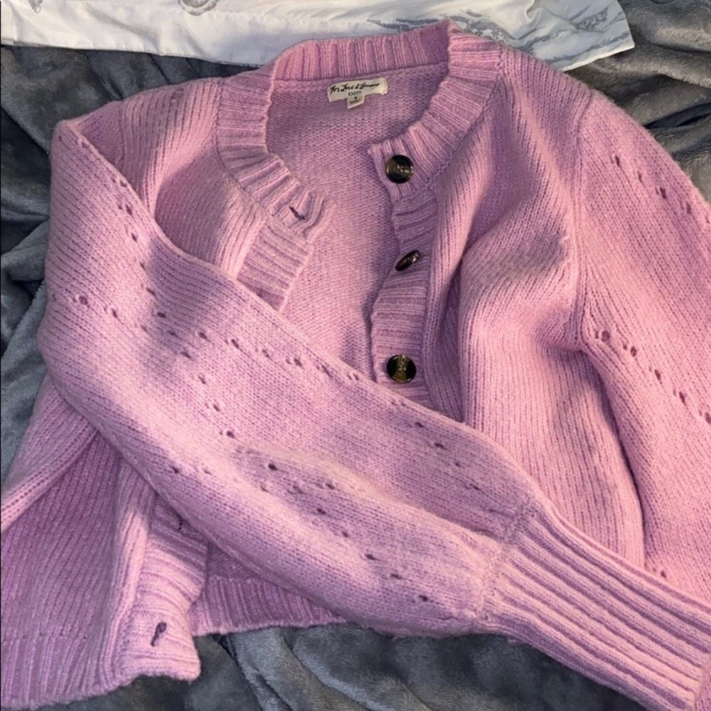 For love and lemons pinky-purpley knit cardigan.